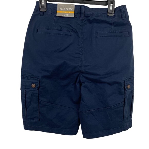 Falls Creek Mens Size 30 Navy Blue Canvas Cargo Shorts Stretch - Picture 4 of 8